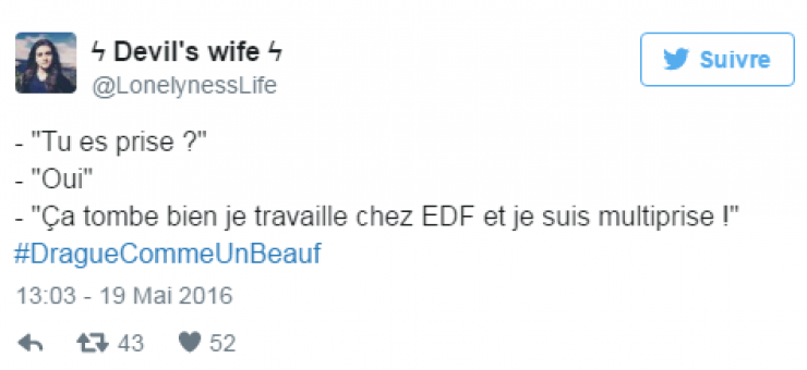 Illustration de l'article : #DragueCommeUnBeauf: 14 des pires phrases de drague trouv&eacute;es sur Twitter&hellip;