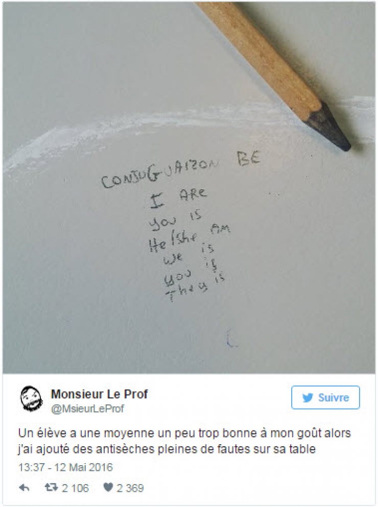 Illustration de l'article : Vous connaissez Monsieur le Prof ? Son humour noir ne laisse pas indifférent ! Voici 26 de ses pépites...