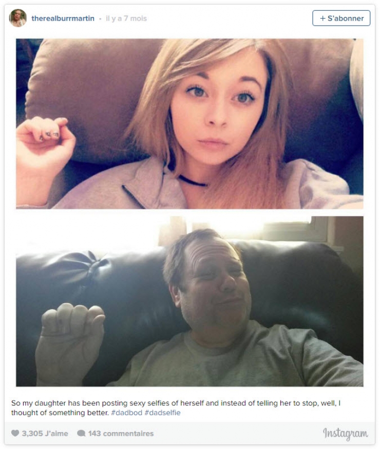 Illustration de l'article : Ce papa parodie les selfies de sa fille avec un certain humour!