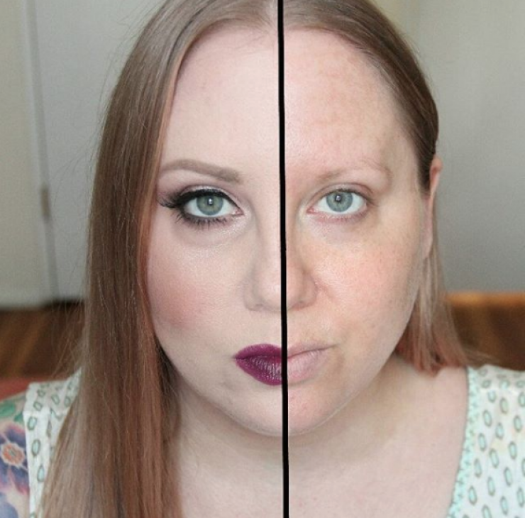 Illustration de l'article : Une moitié de visage sans maquillage, et l'autre avec... Ces 19 femmes nous montrent que c'est un monde de différence !