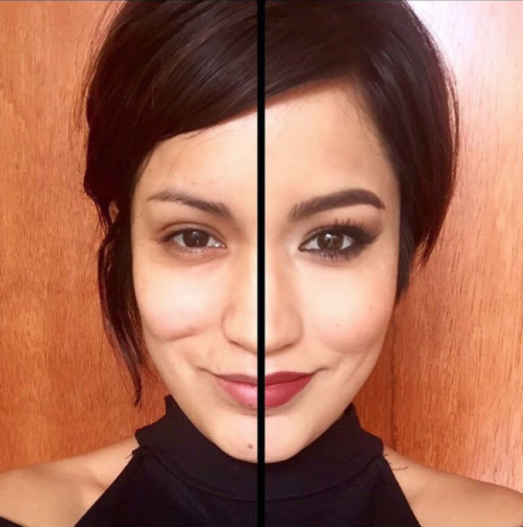 Illustration de l'article : Une moitié de visage sans maquillage, et l'autre avec... Ces 19 femmes nous montrent que c'est un monde de différence !