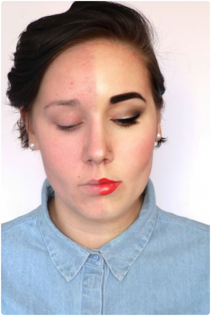 Illustration de l'article : Une moiti&eacute; de visage sans maquillage, et l'autre avec... Ces 19 femmes nous montrent que c'est un monde de diff&eacute;rence !  