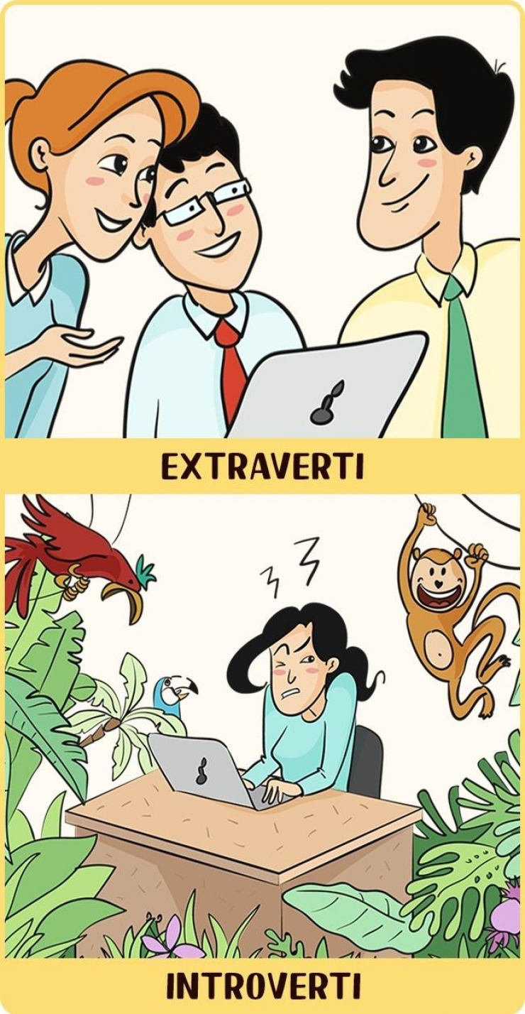 Illustration de l'article : Extraverti Vs Introverti: 12 illustrations qui montrent comment les deux côtés perçoivent les choses...