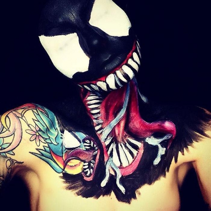 Illustration de l'article : Quel est le maquillage d'halloween le plus flippant de cette sélection de réalisations signées Sarah Mudle ?