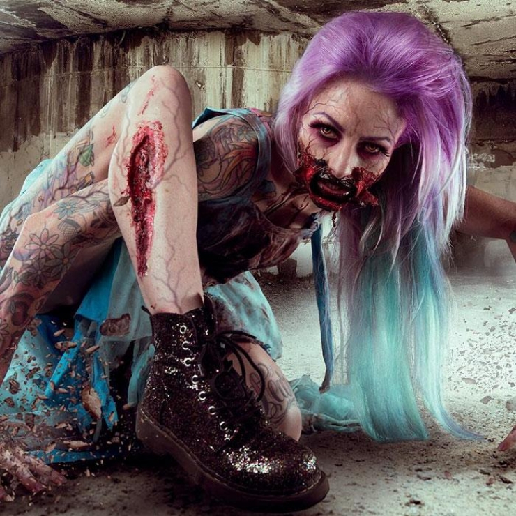 Illustration de l'article : Quel est le maquillage d'halloween le plus flippant de cette sélection de réalisations signées Sarah Mudle ?