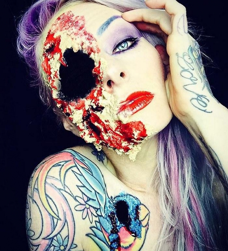 Illustration de l'article : Quel est le maquillage d'halloween le plus flippant de cette sélection de réalisations signées Sarah Mudle ?