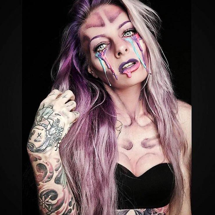 Illustration de l'article : Quel est le maquillage d'halloween le plus flippant de cette sélection de réalisations signées Sarah Mudle ?