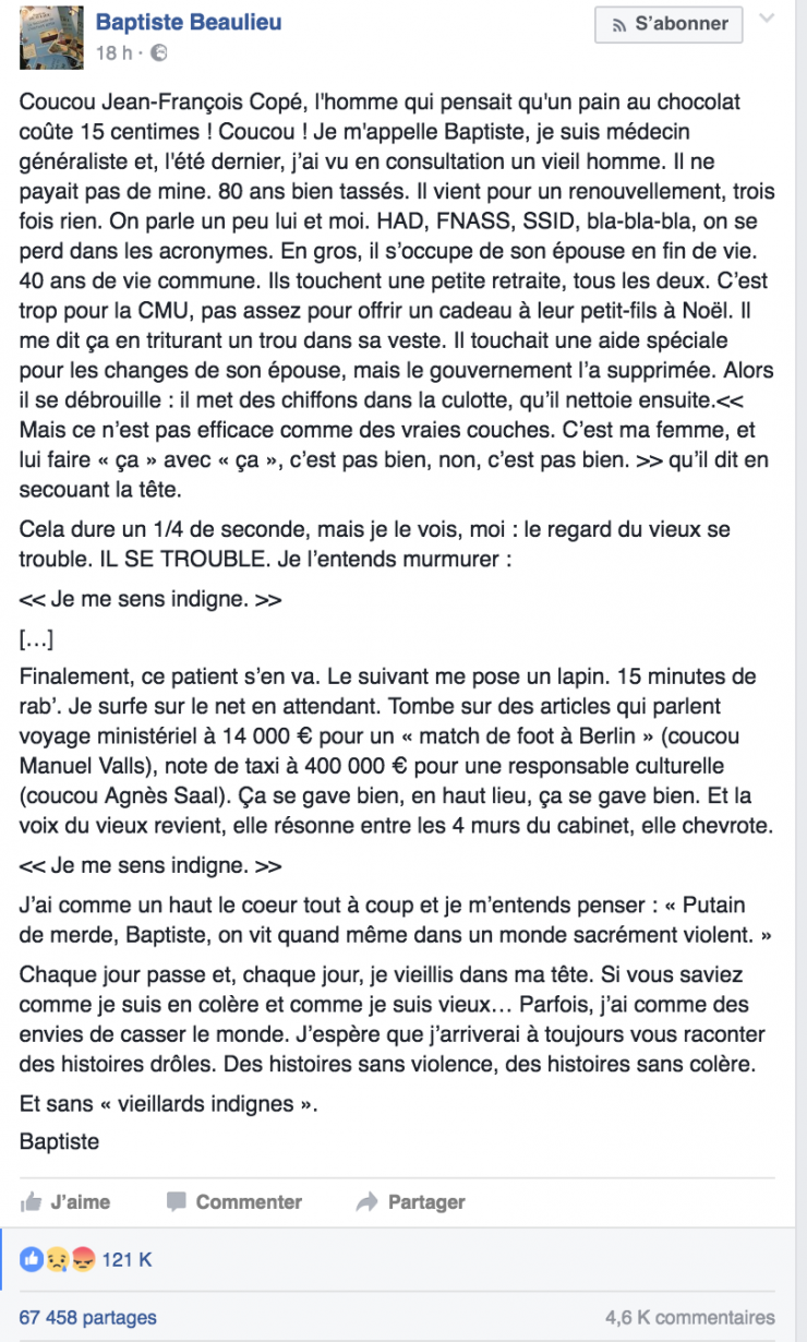 Illustration de l'article : "Coucou Jean-François Copé, l'homme qui pensait qu'un pain au chocolat coûte 15 centimes !" Lettre ouverte d'un médecin indigné...