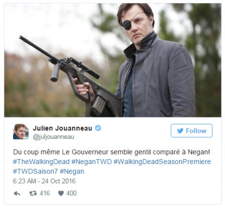 Illustration de l'article : Les 14 meilleurs tweets en réaction à la 7ème saison de « The Walking Dead » !