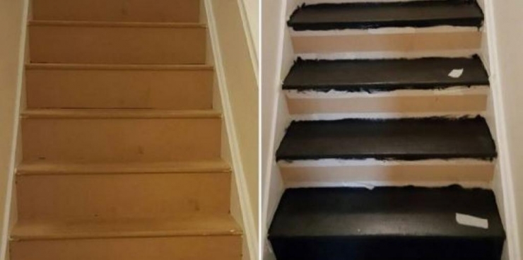 Illustration de l'article : 35 heures pour transformer les marches d'escalier beiges qu'elle trouvait trop ennuyeuses... 