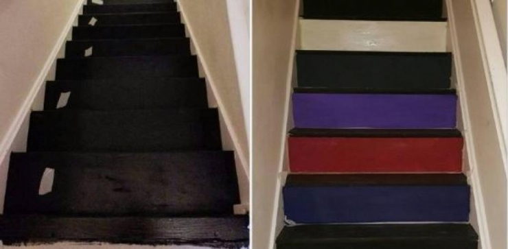 Illustration de l'article : 35 heures pour transformer les marches d'escalier beiges qu'elle trouvait trop ennuyeuses... 