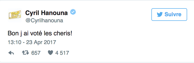 Illustration de l'article : Des internautes s'agacent parce que Cyril Hanouna dévoile "une partie" de son vote au 1er tour.