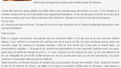 Illustration : "La meilleure lettre de divorce jamais vue!"
