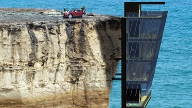 Illustration : "Découvrez cet incroyable concept de maison accrochée à une falaise"
