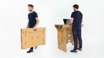 Illustration : Un bureau pliable, transportable et 100% recyclable
