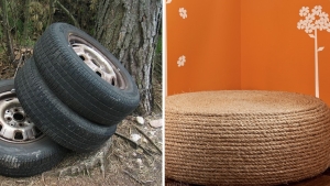 Illustration : "DIY : fabriquer un pouf original à partir d'un vieux pneu"