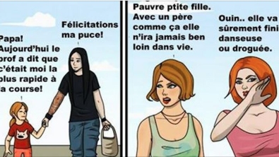 Illustration : "Si notre société va mal c'est probablement à cause de personnes de ce genre ! Voyez la suite..."