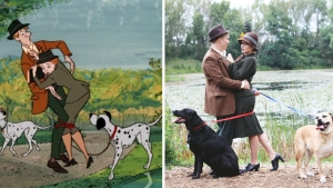 Illustration : "Pour leurs photos d'engagement, ils recréent une scène culte des 101 Dalmatiens"