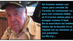 Illustration : "Les gens s’écoeuraient face à ce vieillard qui a du mal à manger… Puis il s’est levé et leur a donné une bonne leçon !"