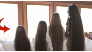 Illustration : "Surnomée la vraie famille de Raiponce, cette maman et ses filles affichent des chevelures à couper le souffle... Attendez de voir quand elle se retournent ! "