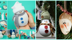 Illustration : "Comment fabriquer des bonhommes de neige avec des trucs simples et des objets récupérés... 14 idées !"