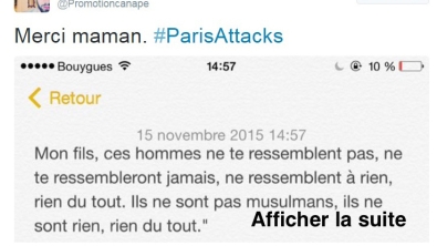 Illustration : "Cette maman laisse un message à son fils après les attentats et c'est toute la toile qui est bouleversée..."