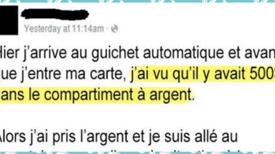 Illustration : "Il trouve 500$ au guichet d'une banque mais vous ne croirez pas ce qu'il en a fait !"