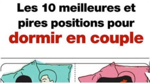 Illustration : "Meilleurs VS pires positions pour dormir en couple... Le ton est humoristique mais très réaliste !"