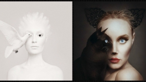 Illustration : "Une artiste mixe des autoportraits avec des yeux d’animaux… c’est vraiment surréaliste !"