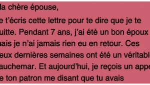 Illustration : "Il adresse une lettre à sa femme pour demander le divorce. Sa réponse est énorme ! "