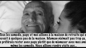 Illustration : "Pendant qu’elle est assise à côté de son papy mourant, les portes s’ouvrent et elle reçoit une visite inattendue..."