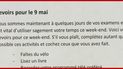 Illustration : Elle donne une liste de devoirs spéciaux à ses élèves avant les examens… Ils ne s’attendaient pas à cela !