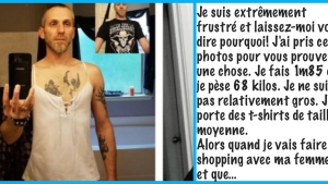 Image illustrant l'article Il enfile le haut de sa femme et publie ce message choc sur Facebook ! Enfin un mec qui compatit...