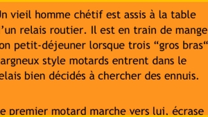 Illustration : "3 brutes viennent foutre le bordel dans un bar, mais un vieil homme chétif se venge d'une belle manière !"