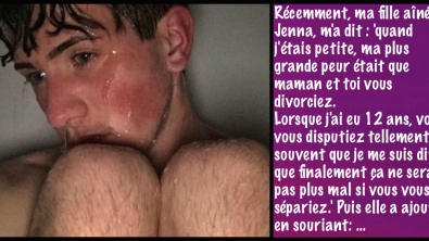 Illustration : "Il fond en larme sous la douche, mais lorsqu'il s'allonge auprès de sa femme il sait ce qu'il DOIT faire !"