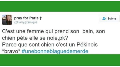 Illustration : "Top 30 des blagues pourries qu'on ne se lassera jamais d'entendre! Le tout sous le hashtag #UneBonneBlagueDeMerde ! Merci twitter... "