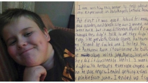 Illustration : "À 13 ans, il rédige cette lettre d'adieu avant de mettre fin à ses jours. Ses parents la publient sur Facebook pour sensibiliser toutes les autres familles..."