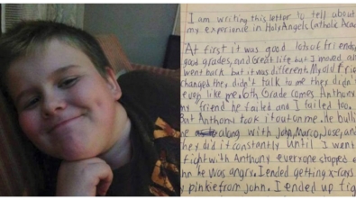 Illustration : "À 13 ans, il rédige cette lettre d'adieu avant de mettre fin à ses jours. Ses parents la publient sur Facebook pour sensibiliser toutes les autres familles..."