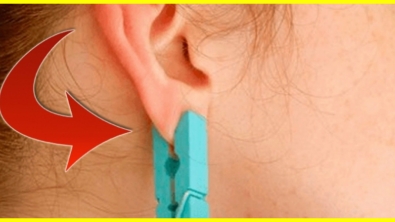 Illustration : "6 zones du corps que vous pouvez soulager en plaçant cette simple pince à linge au bon endroit sur votre oreille !"