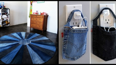 Illustration : "20 trucs que vous pouvez réaliser avec ces vieux jeans que vous comptiez mettre à la poubelle..."