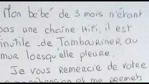 Image illustrant l'article Court mais efficace ce petit mot à l'attention des voisins qui tapent au mur quand son bébé pleure...