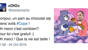 Illustration : "22 réactions des plus drôles concernant Jean-François Copé qui pense qu'un pain au chocolat coûte 15 centimes en 2016."