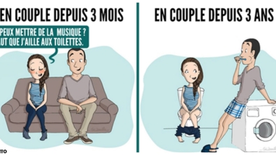 Illustration : "Couple depuis 3 mois VS couple depuis 3 ans. 10 illustrations!"