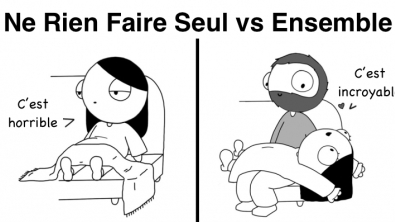 Illustration : "Elle se cache souvent pour dessiner sa vie avec son mec, mais il publie le tout... Et ça fait le tour du monde !"