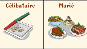 Illustration : "10 illustrations qui montrent la différence entre être célibataire et être marié"